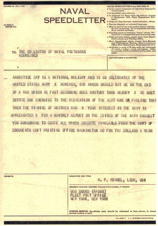 Naval Speedletter 1947